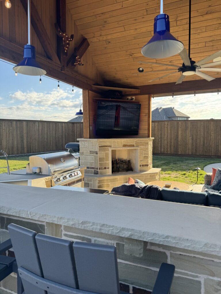 Outdoor fire features custom built by Texas Outdoor Oasis