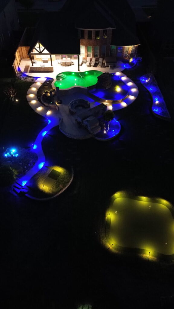 Custom Pool & Patio with Color-Changing LED Lighting